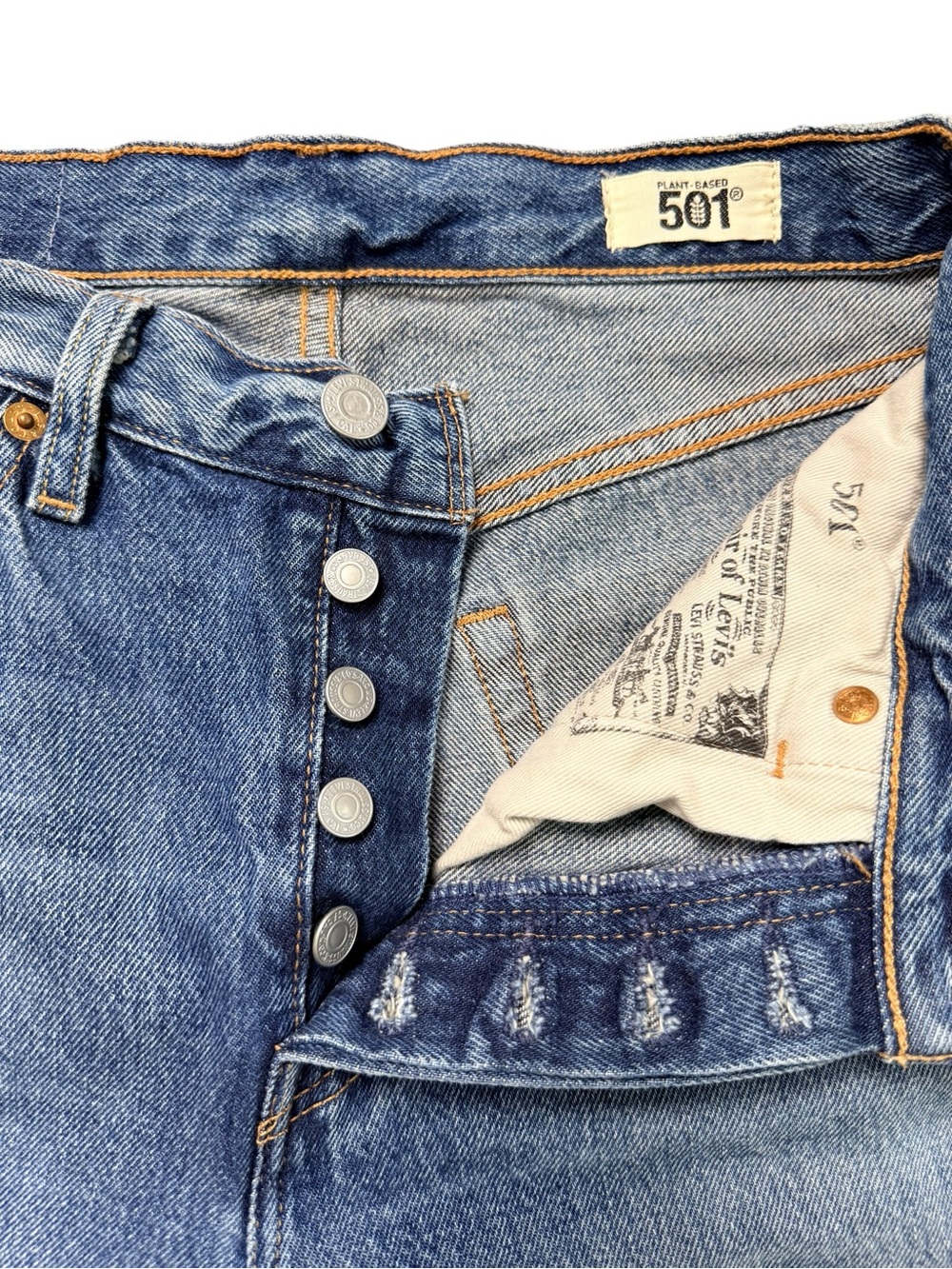 Levi’s 501 Plant-Based Straight Leg Jeans Button Fly Raw Hem Women’s W30 L29 - Picture 4 of 10